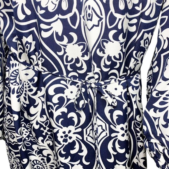 BODEN Silk Blend Ornate Garden Long Sleeve Column Dress in Navy - Picture 10 of 12